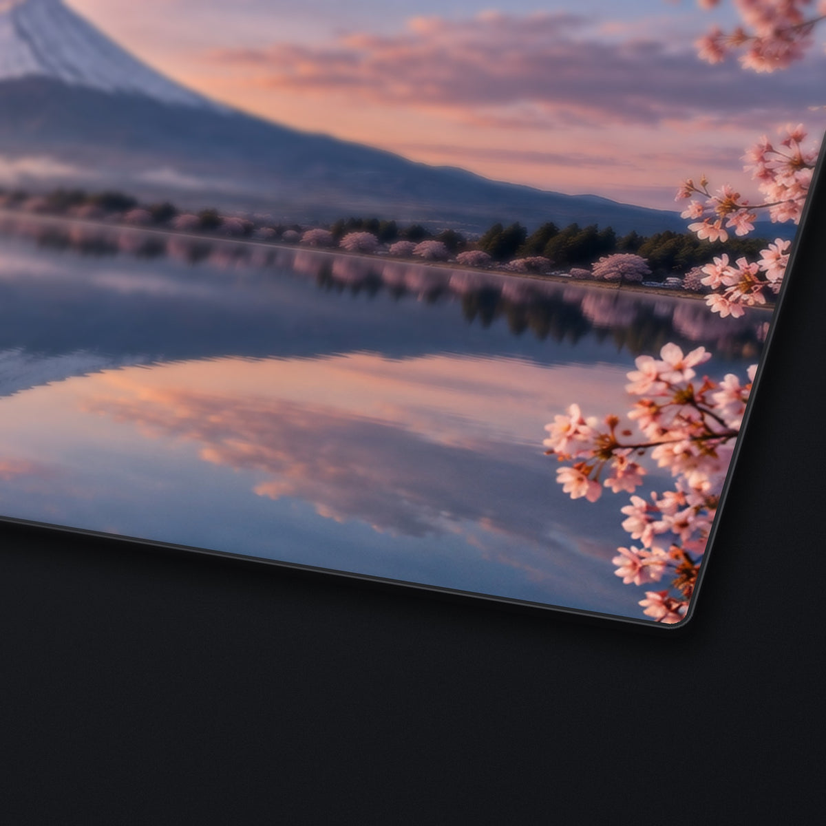 Fuji Sunrise Desk Mat, edge detail