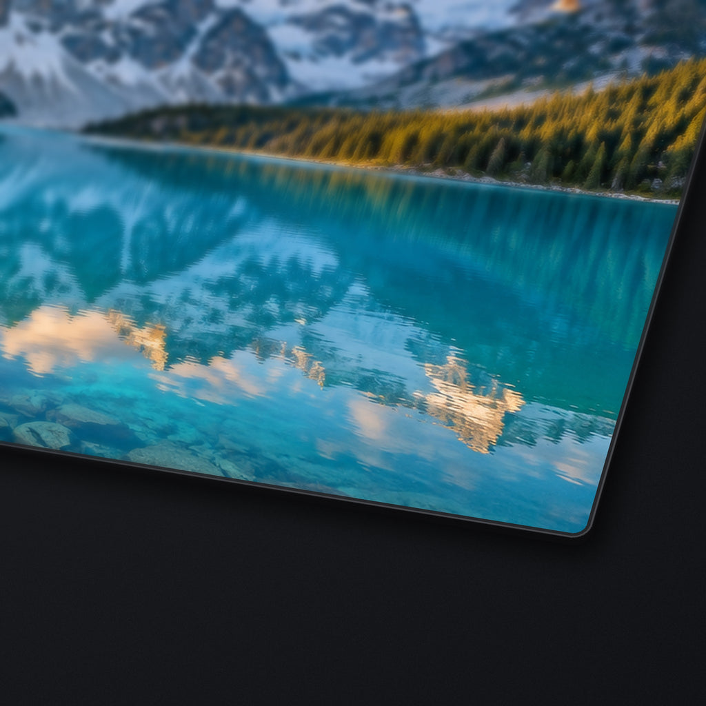 Glacier Lake Desk Mat, edge detail