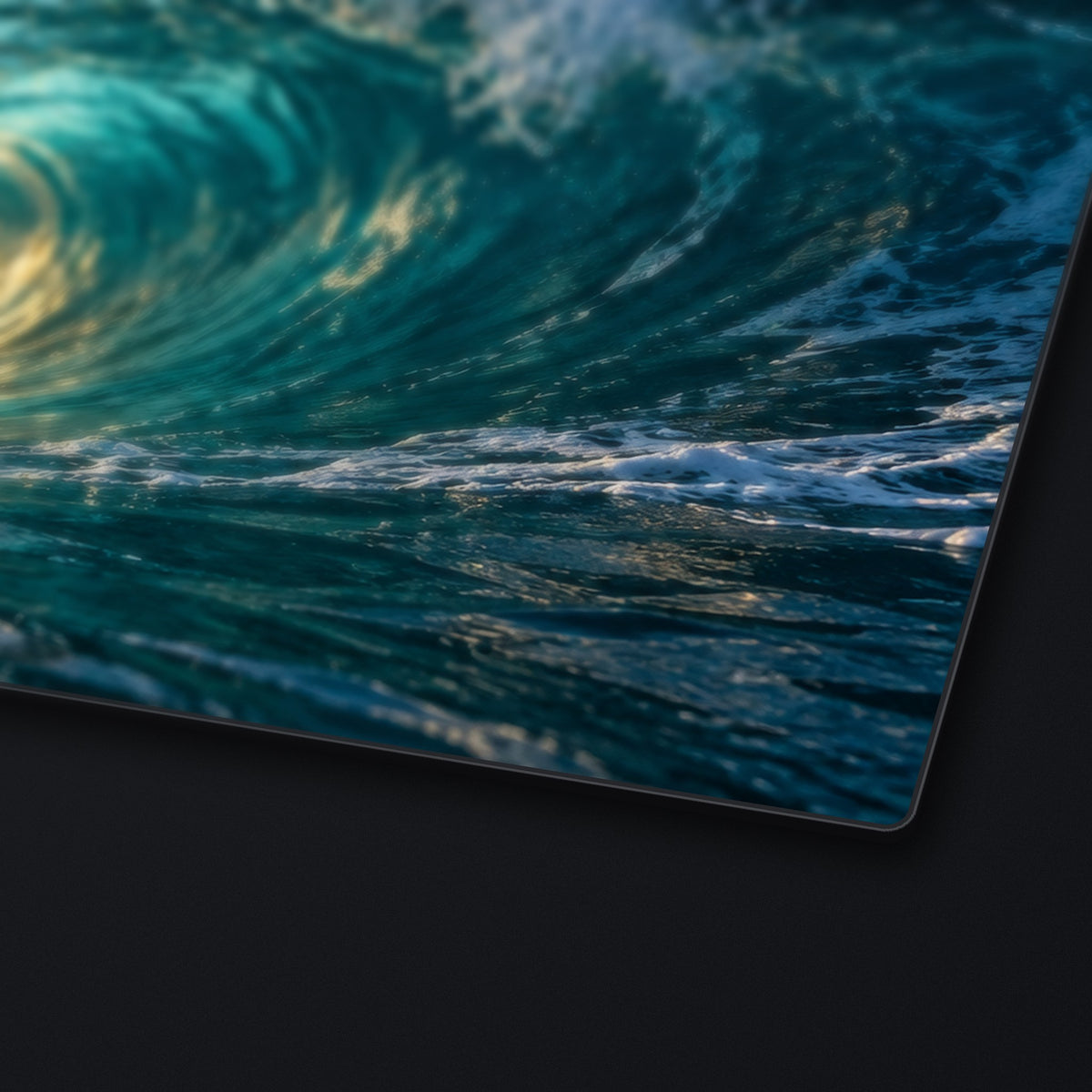Glass Wave Desk Mat, edge detail