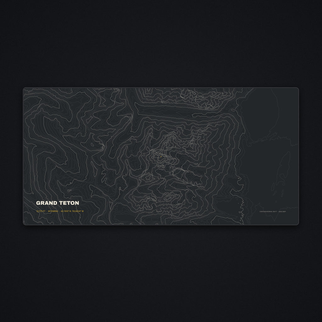 Grand Teton Topo Desk Mat, flat view