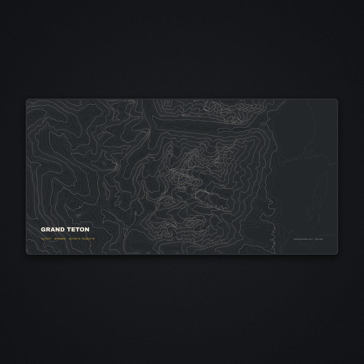 Grand Teton Topo Desk Mat, flat view