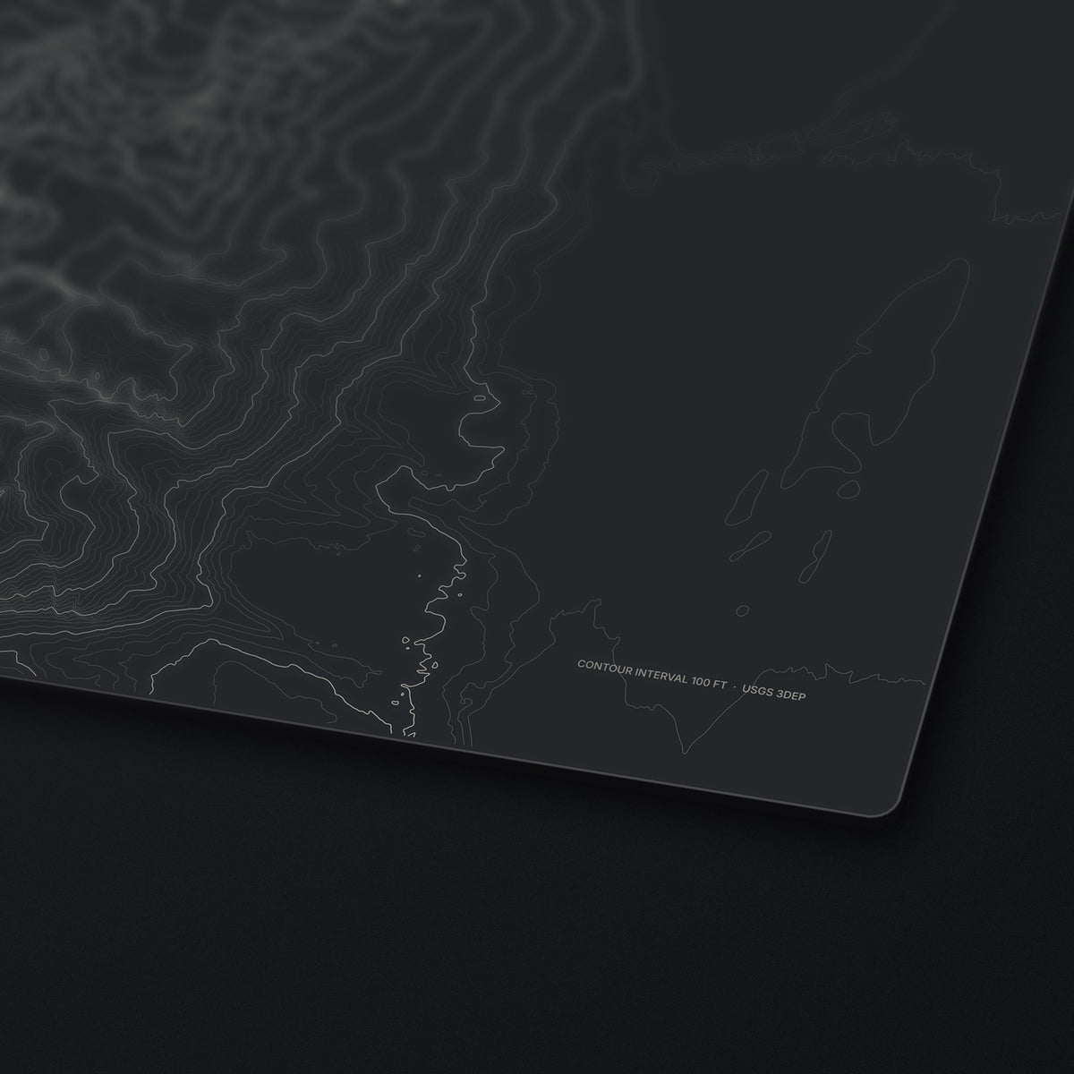 Grand Teton Topo Desk Mat, edge detail