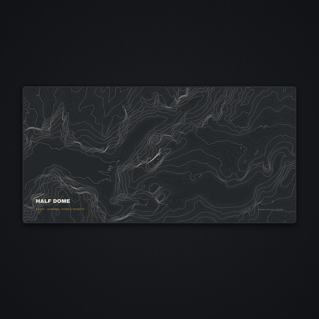 Half Dome Topo Desk Mat, flat view