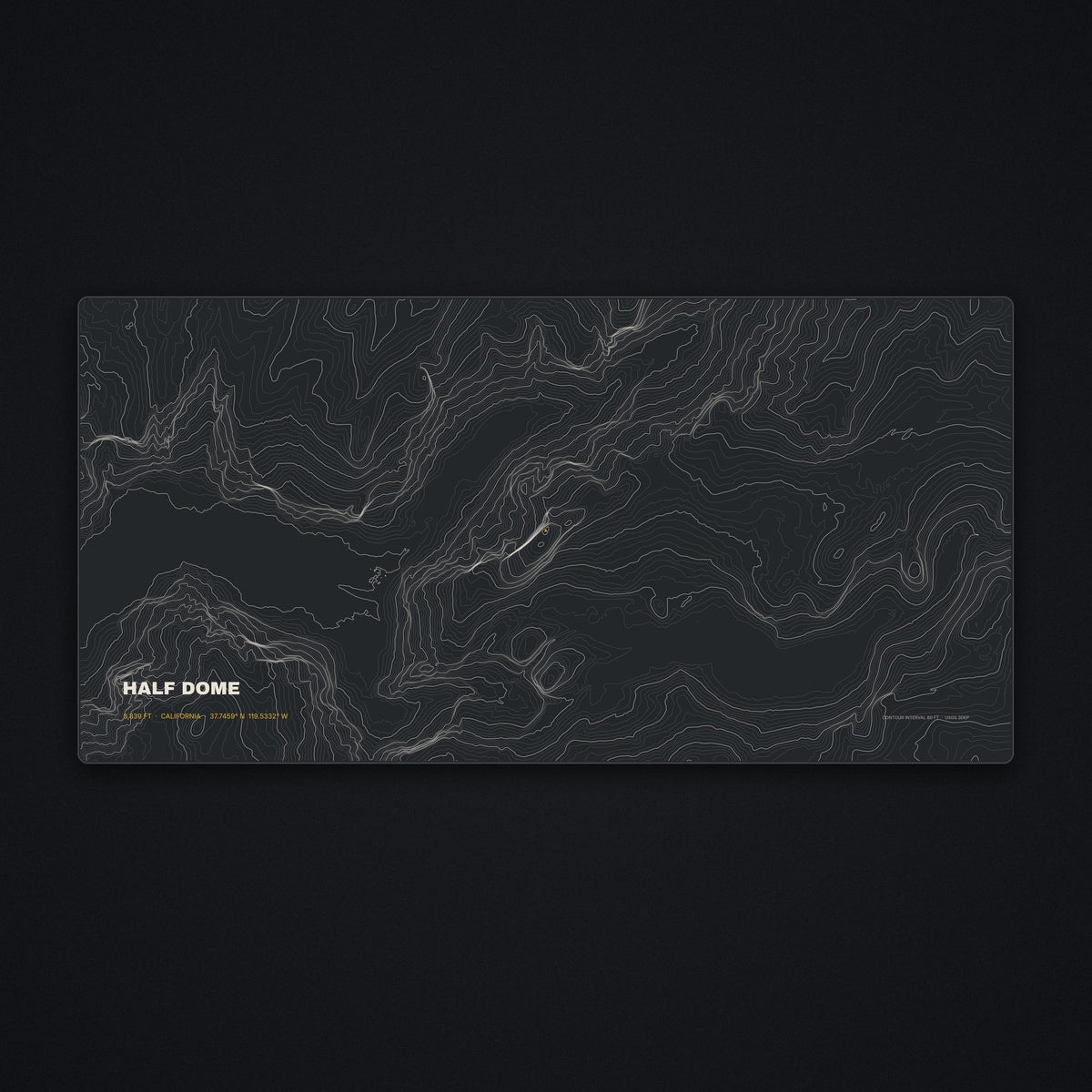 Half Dome Topo Desk Mat, flat view