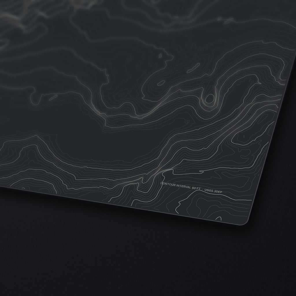 Half Dome Topo Desk Mat, edge detail