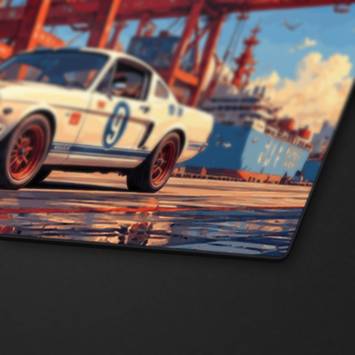 Harbor Sprint Desk Mat, stitched edge detail