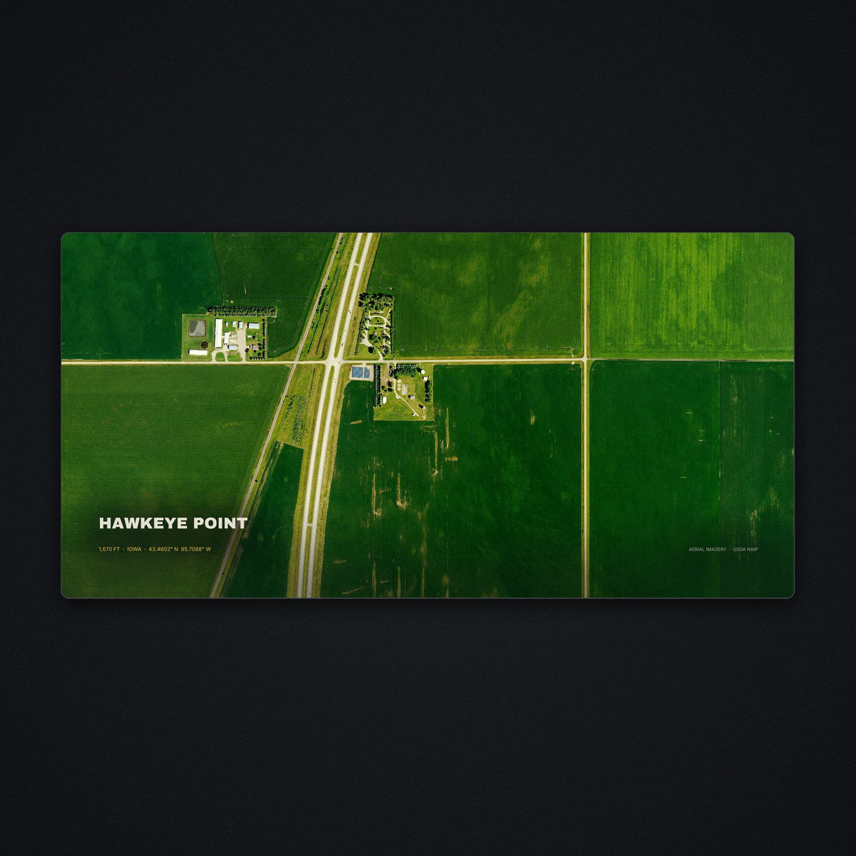 Hawkeye Point Satellite Desk Mat, flat view