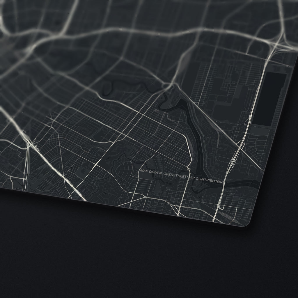 Houston Street Map Desk Mat, edge detail