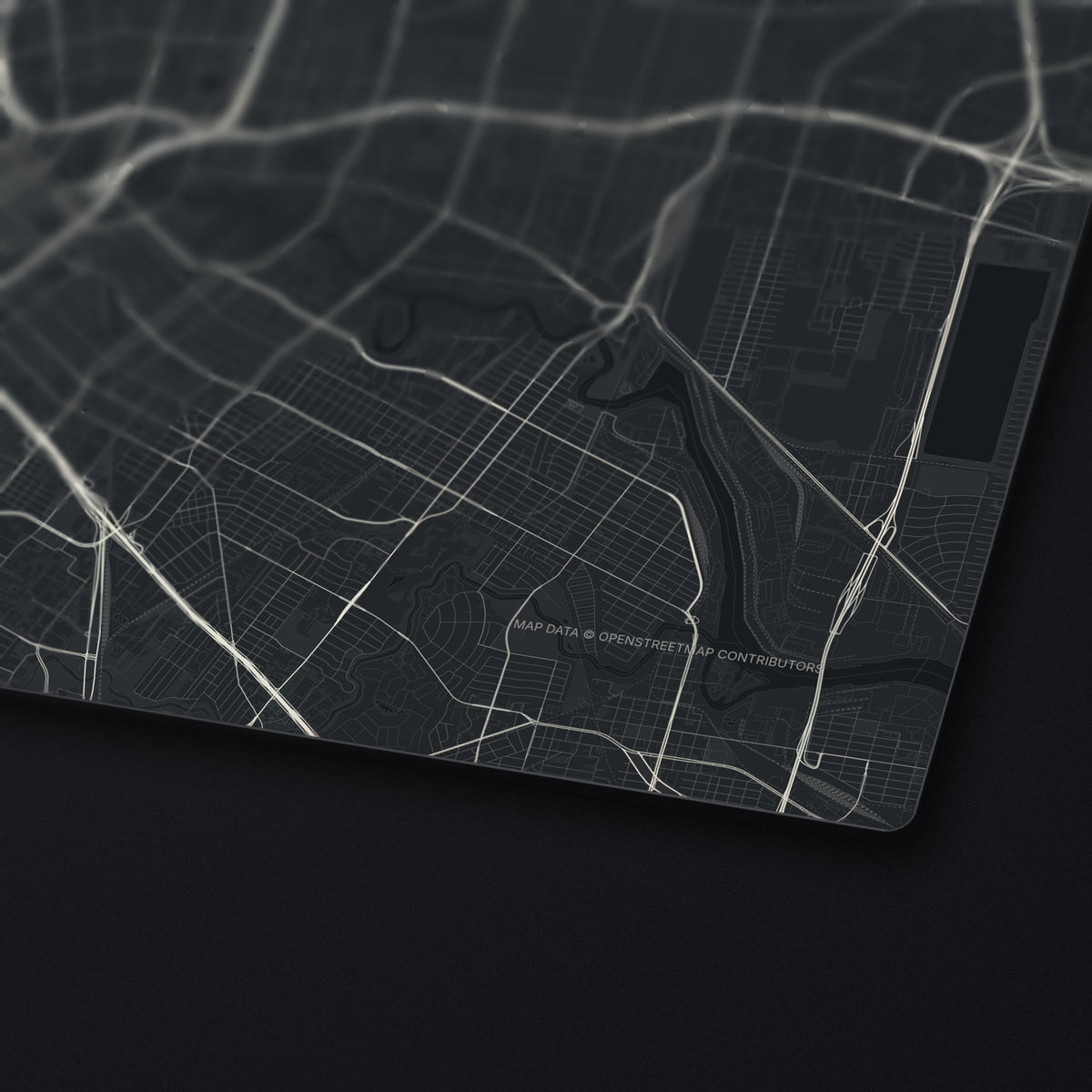 Houston Street Map Desk Mat, edge detail