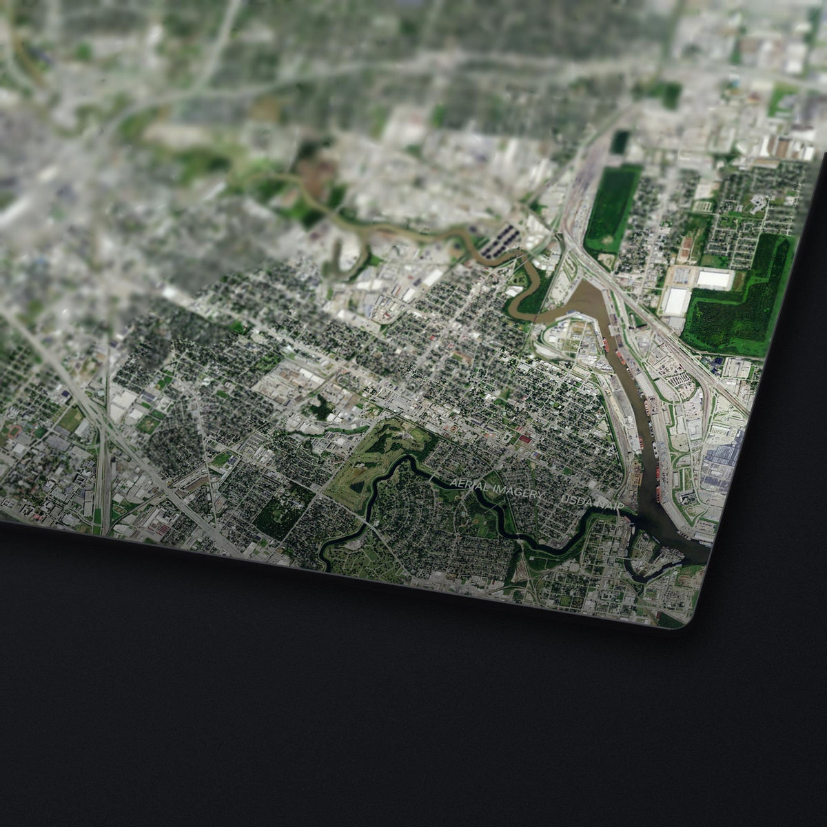 Houston Satellite Desk Mat, edge detail