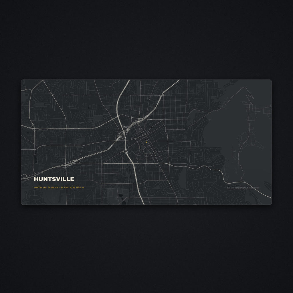 Huntsville Street Map Desk Mat, flat view