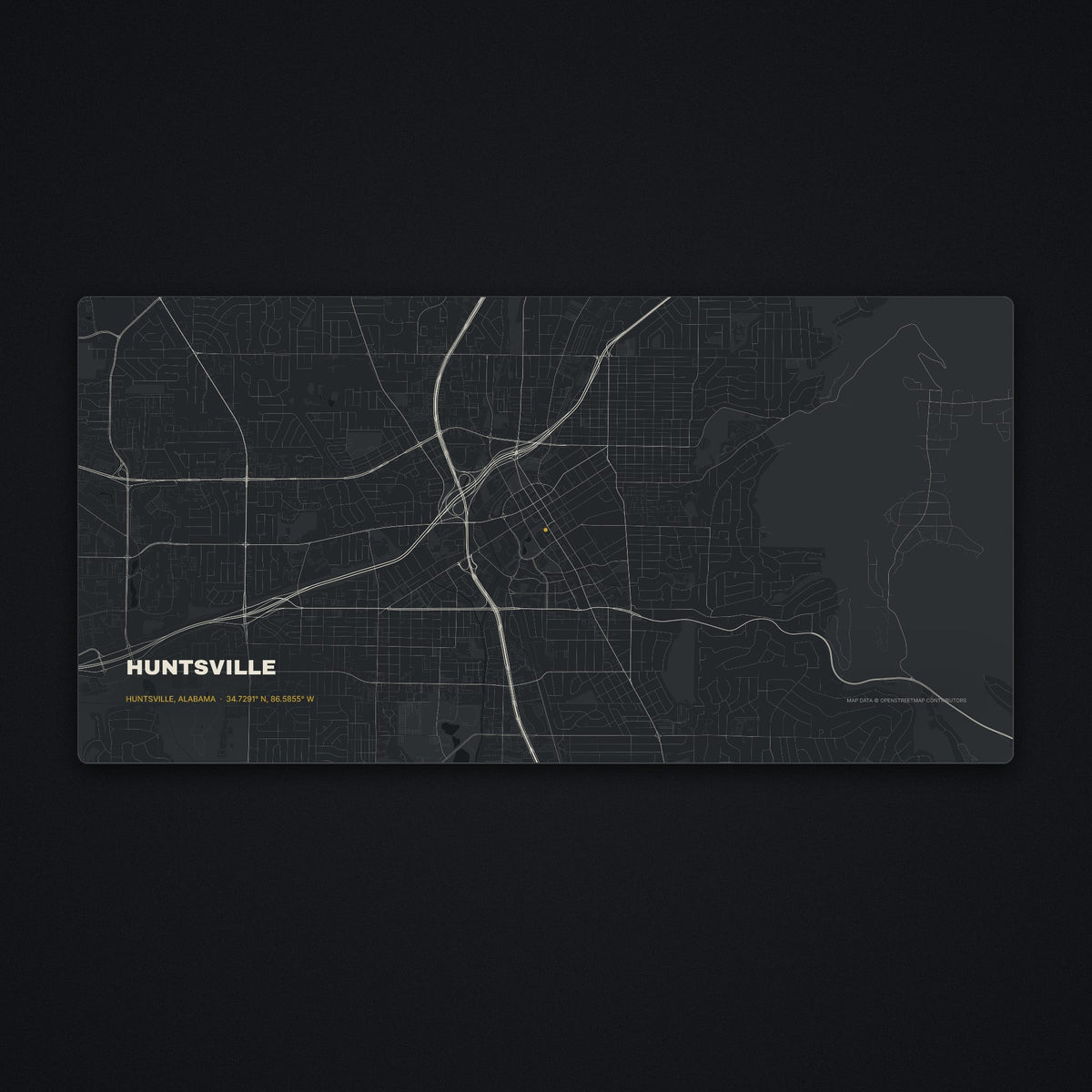 Huntsville Street Map Desk Mat, flat view
