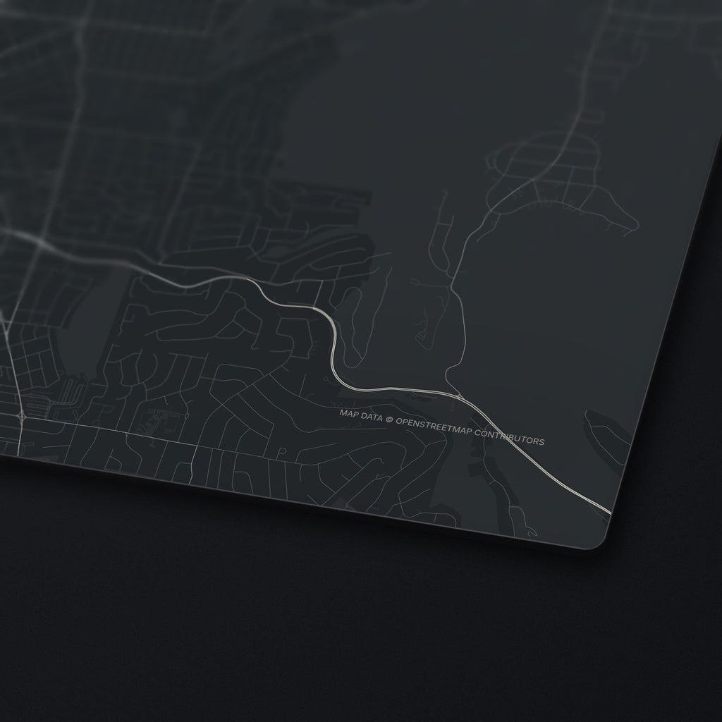 Huntsville Street Map Desk Mat, edge detail