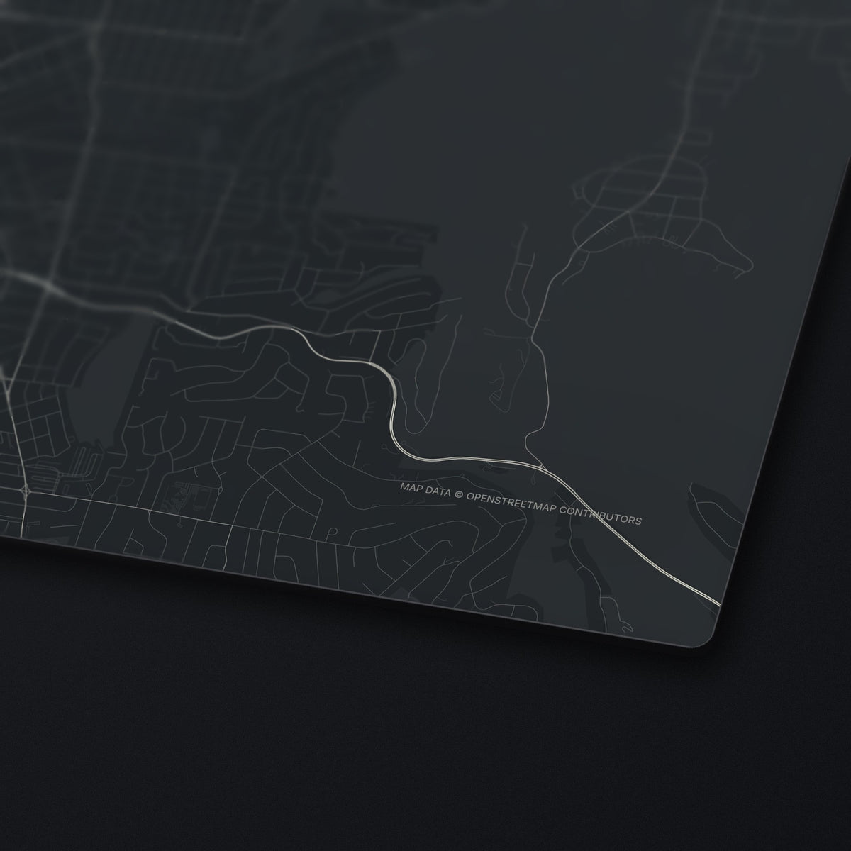Huntsville Street Map Desk Mat, edge detail