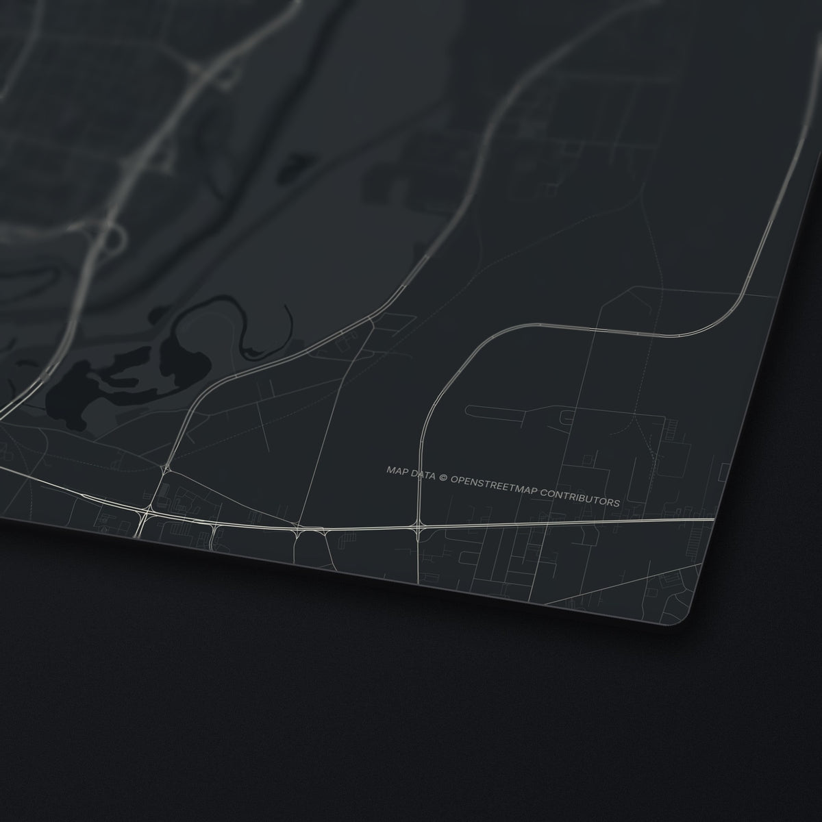 Jackson Street Map Desk Mat, edge detail