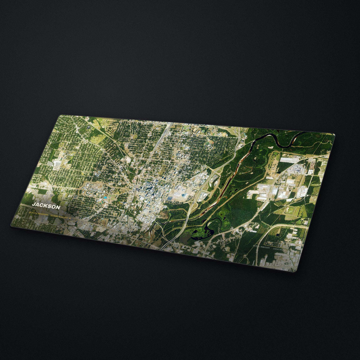 Jackson Satellite Desk Mat at an angle on a stone desk