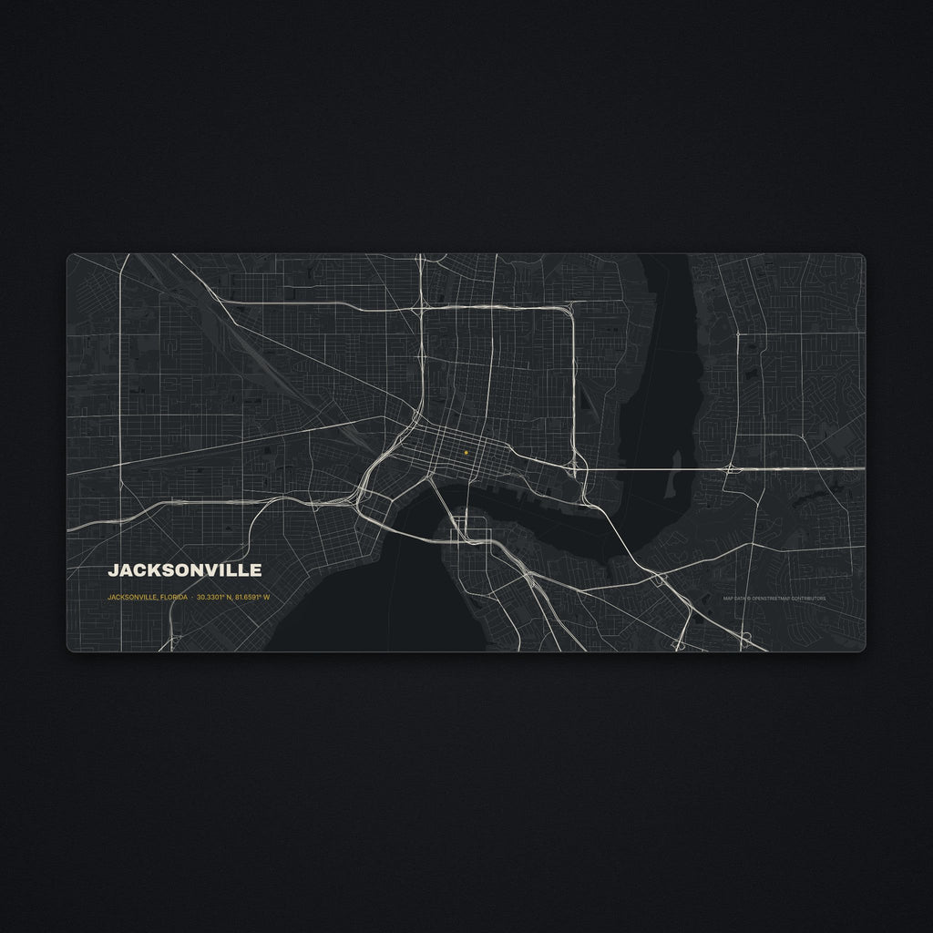 Jacksonville Street Map Desk Mat, flat view