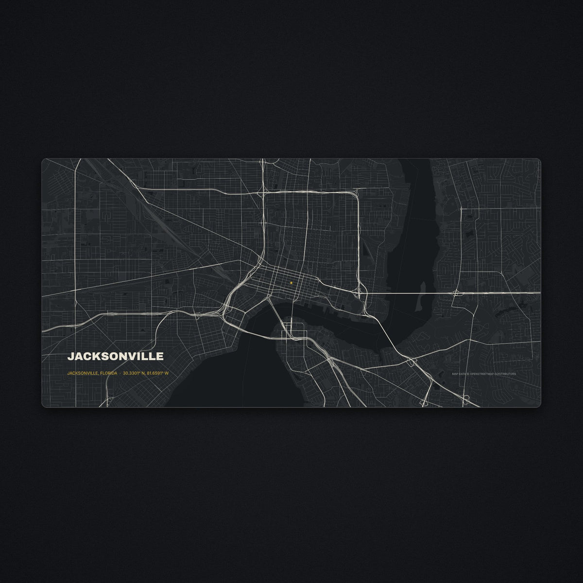 Jacksonville Street Map Desk Mat, flat view