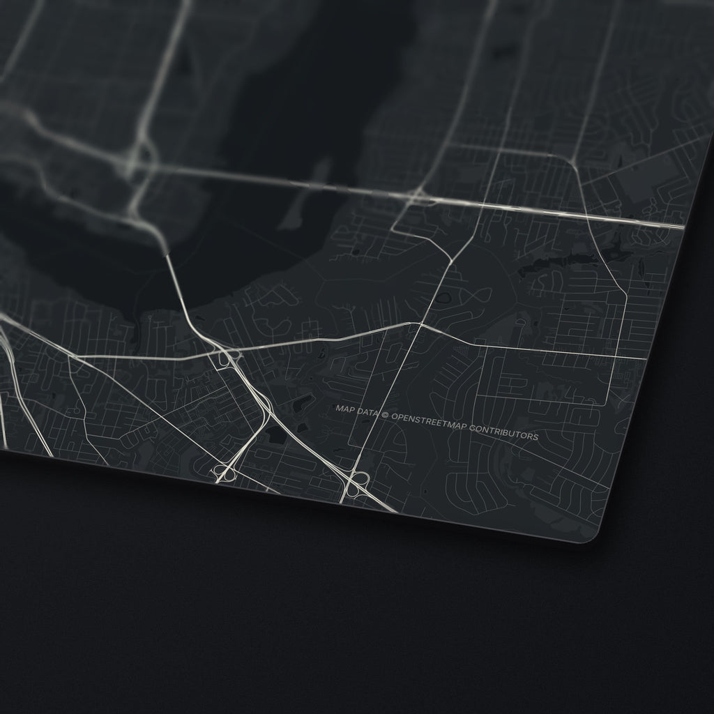 Jacksonville Street Map Desk Mat, edge detail