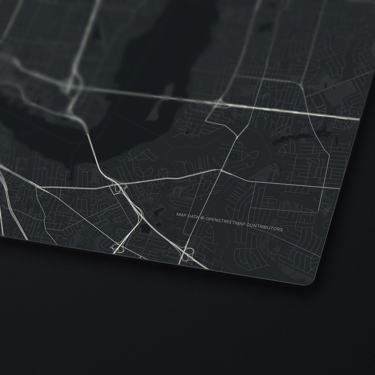 Jacksonville Street Map Desk Mat, edge detail