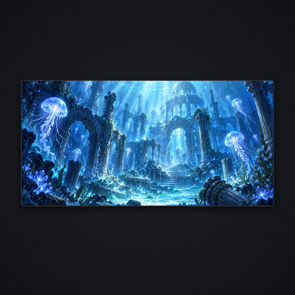 Jellyfish Ruins Desk Mat, flat view