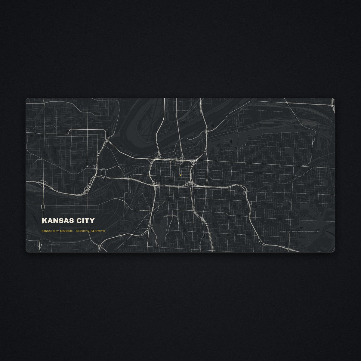 Kansas City Street Map Desk Mat, flat view