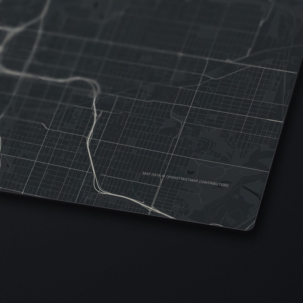 Kansas City Street Map Desk Mat, edge detail