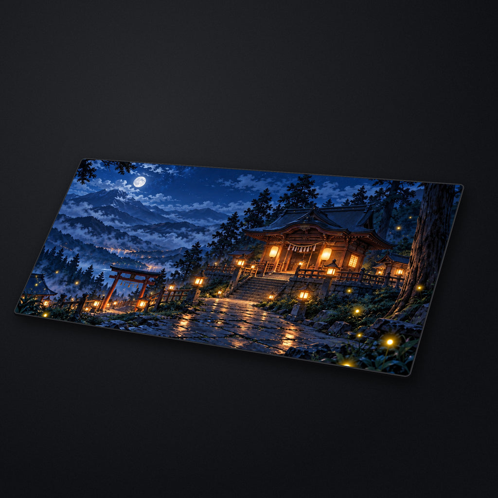 Lantern Shrine Desk Mat at an angle on a stone desk
