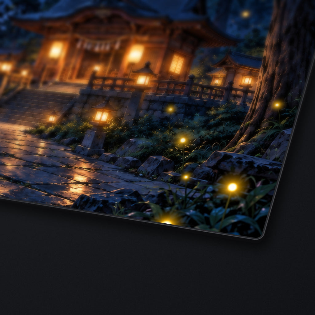 Lantern Shrine Desk Mat, edge detail