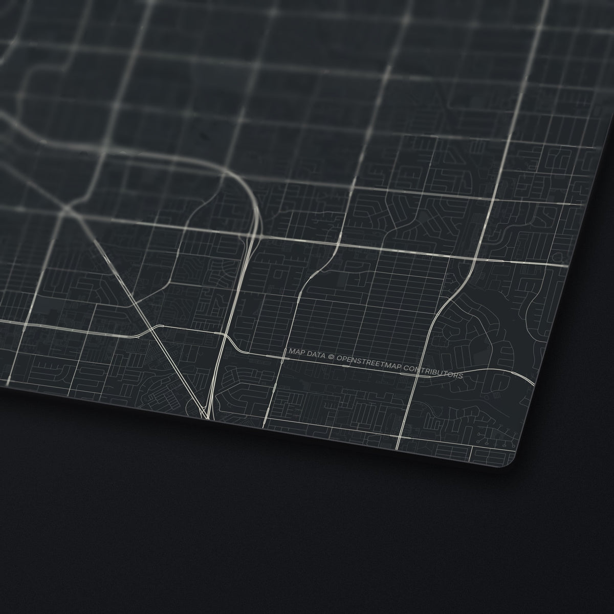 Las Vegas Street Map Desk Mat, edge detail