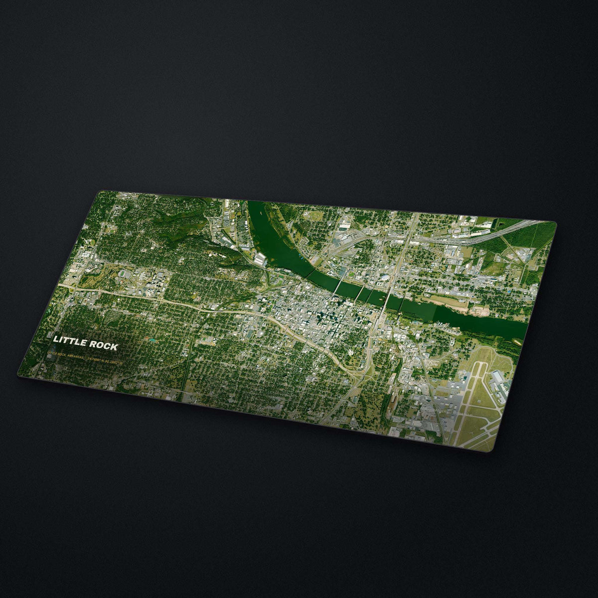 Little Rock Satellite Desk Mat at an angle on a stone desk