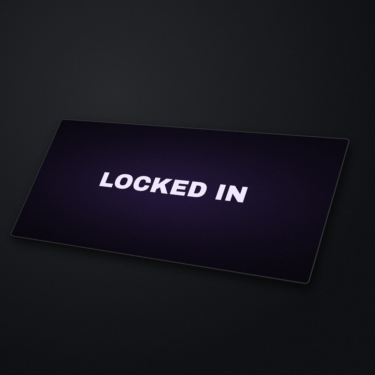 Locked In Desk Mat at an angle on a stone desk