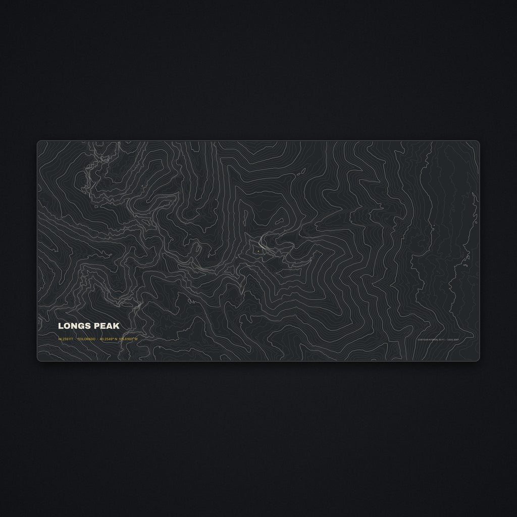 Longs Peak Topo Desk Mat, flat view