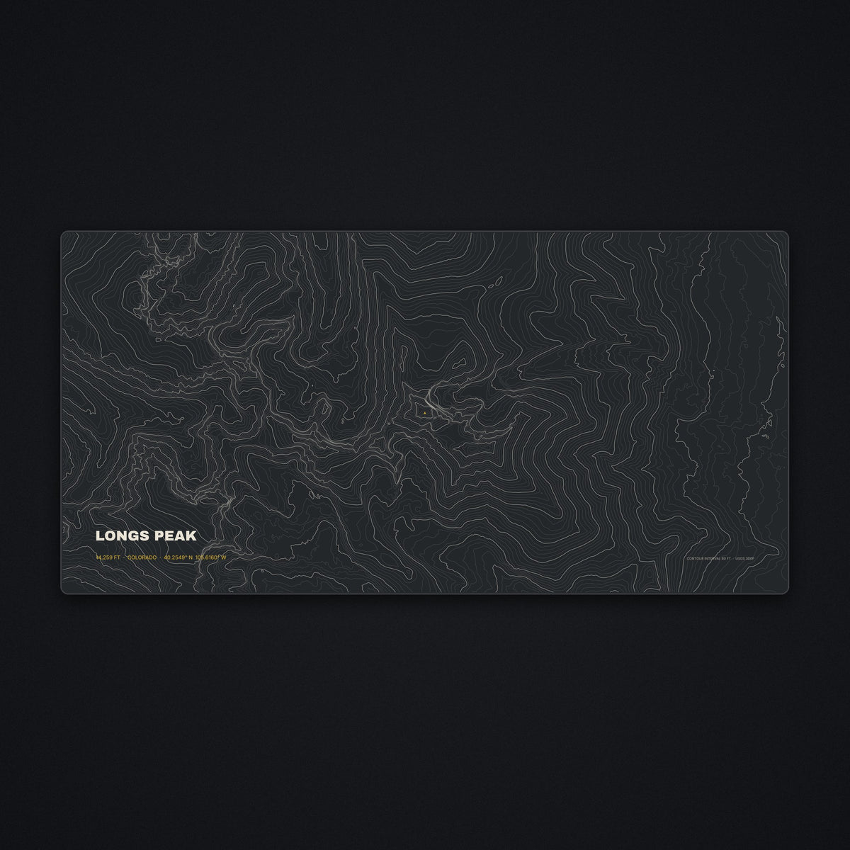 Longs Peak Topo Desk Mat, flat view