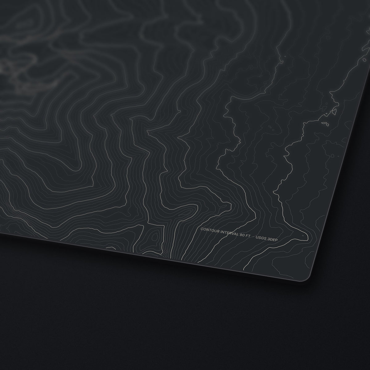 Longs Peak Topo Desk Mat, edge detail
