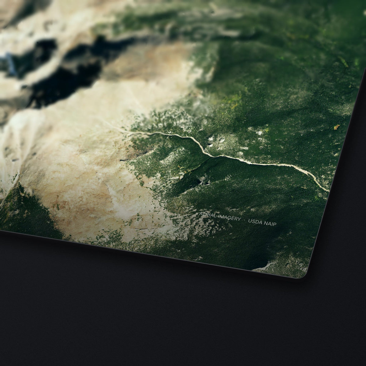 Longs Peak Satellite Desk Mat, edge detail