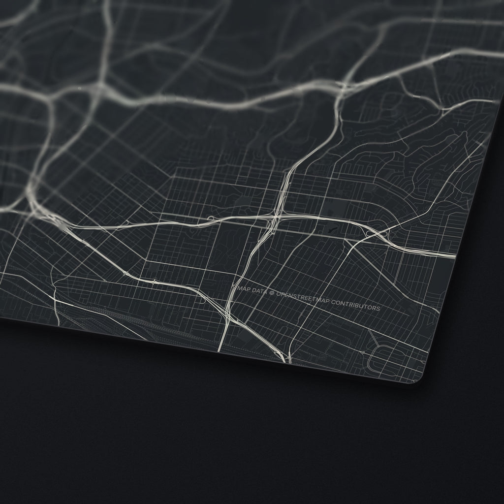 Los Angeles Street Map Desk Mat, edge detail