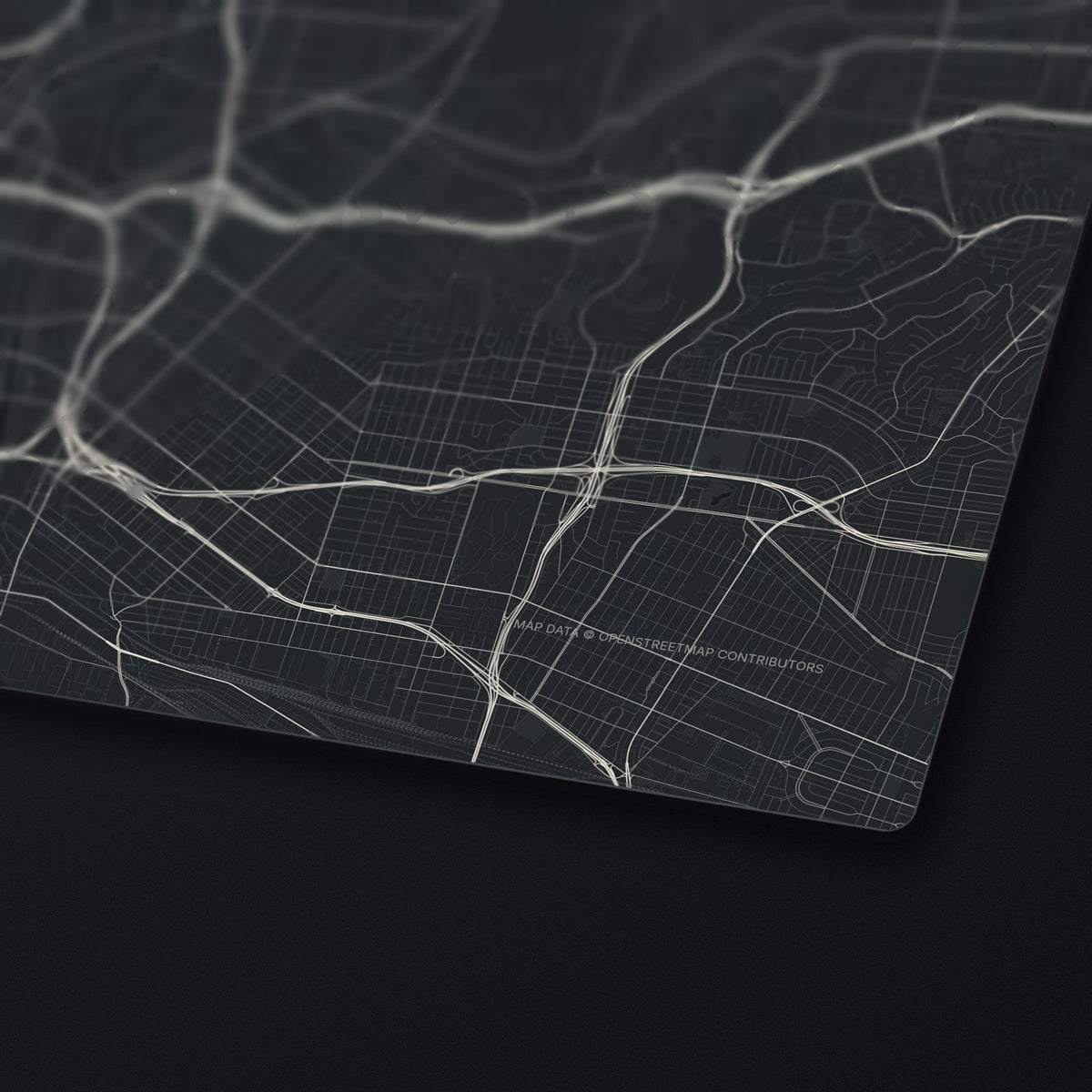 Los Angeles Street Map Desk Mat, edge detail
