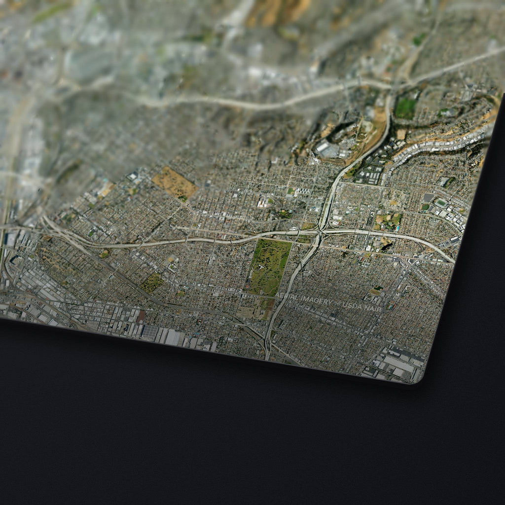 Los Angeles Satellite Desk Mat, edge detail