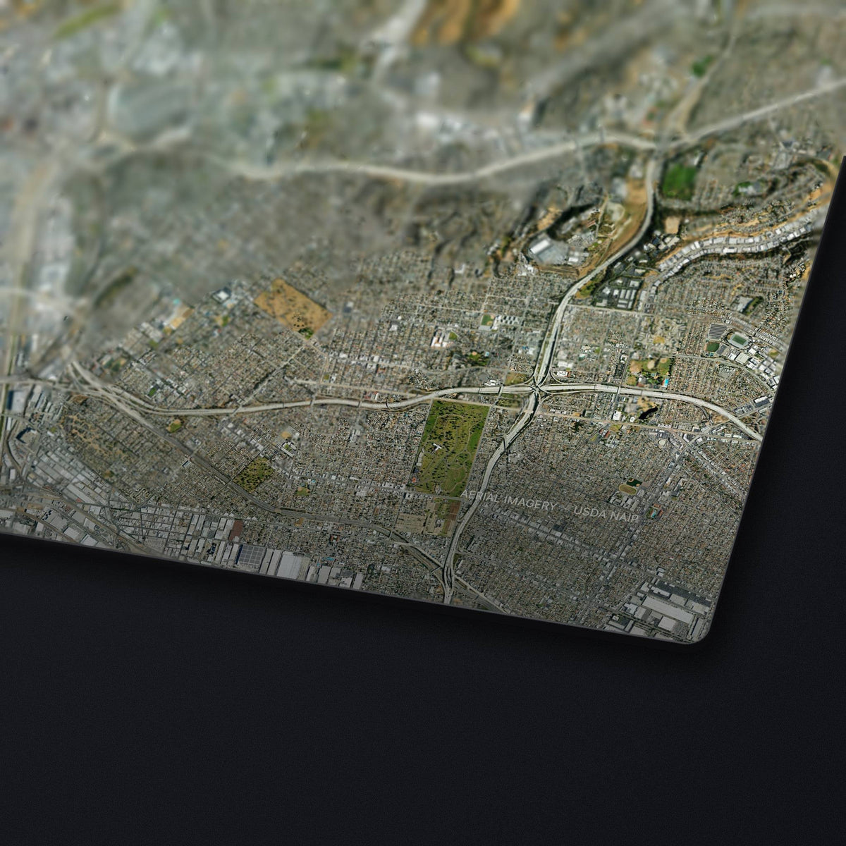 Los Angeles Satellite Desk Mat, edge detail