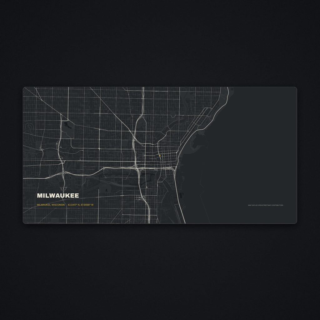 Milwaukee Street Map Desk Mat, flat view