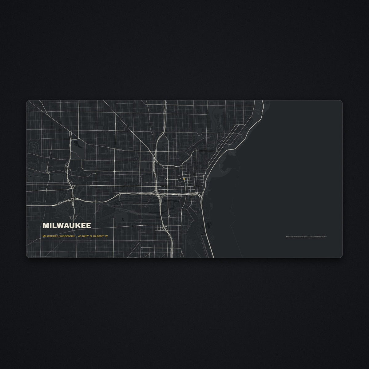 Milwaukee Street Map Desk Mat, flat view