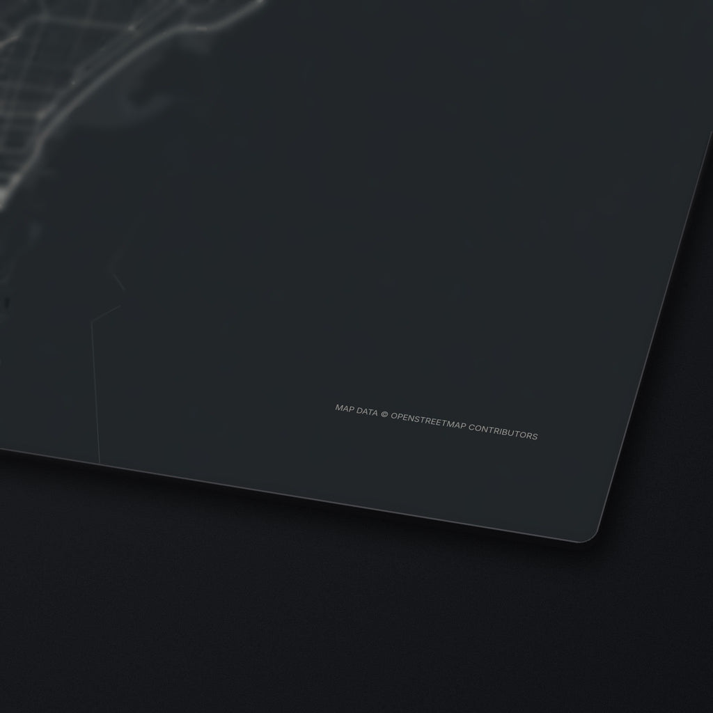 Milwaukee Street Map Desk Mat, edge detail