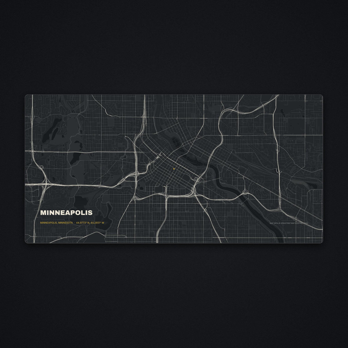 Minneapolis Street Map Desk Mat, flat view