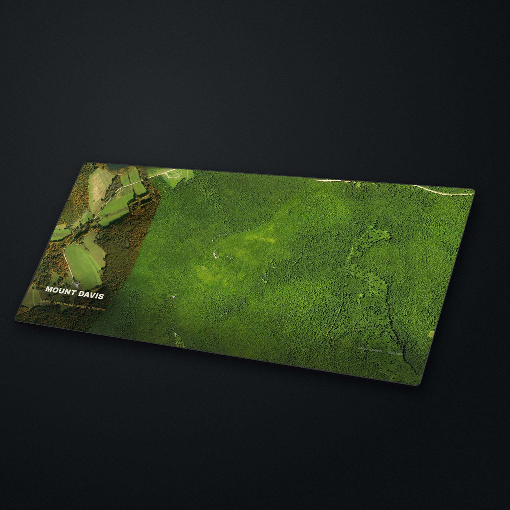 Mount Davis Satellite Desk Mat at an angle on a stone desk