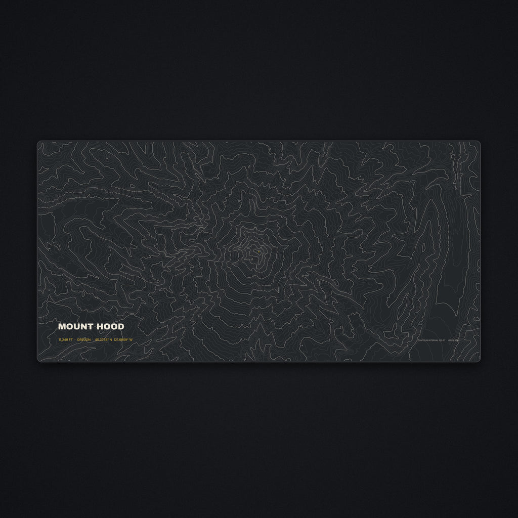 Mount Hood Topo Desk Mat, flat view