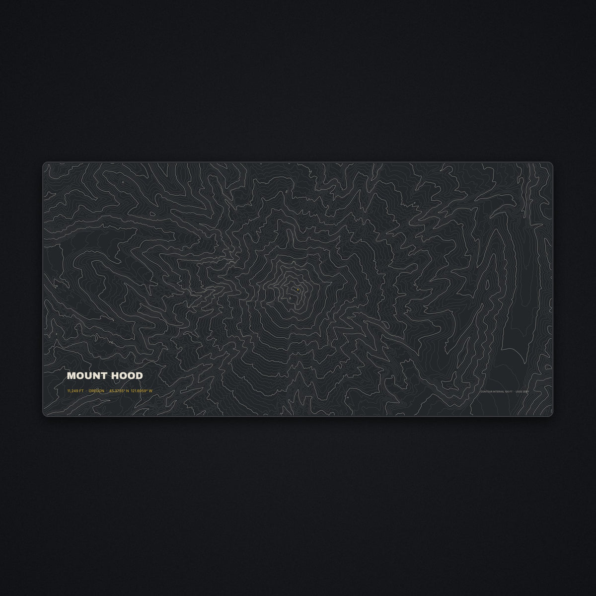 Mount Hood Topo Desk Mat, flat view