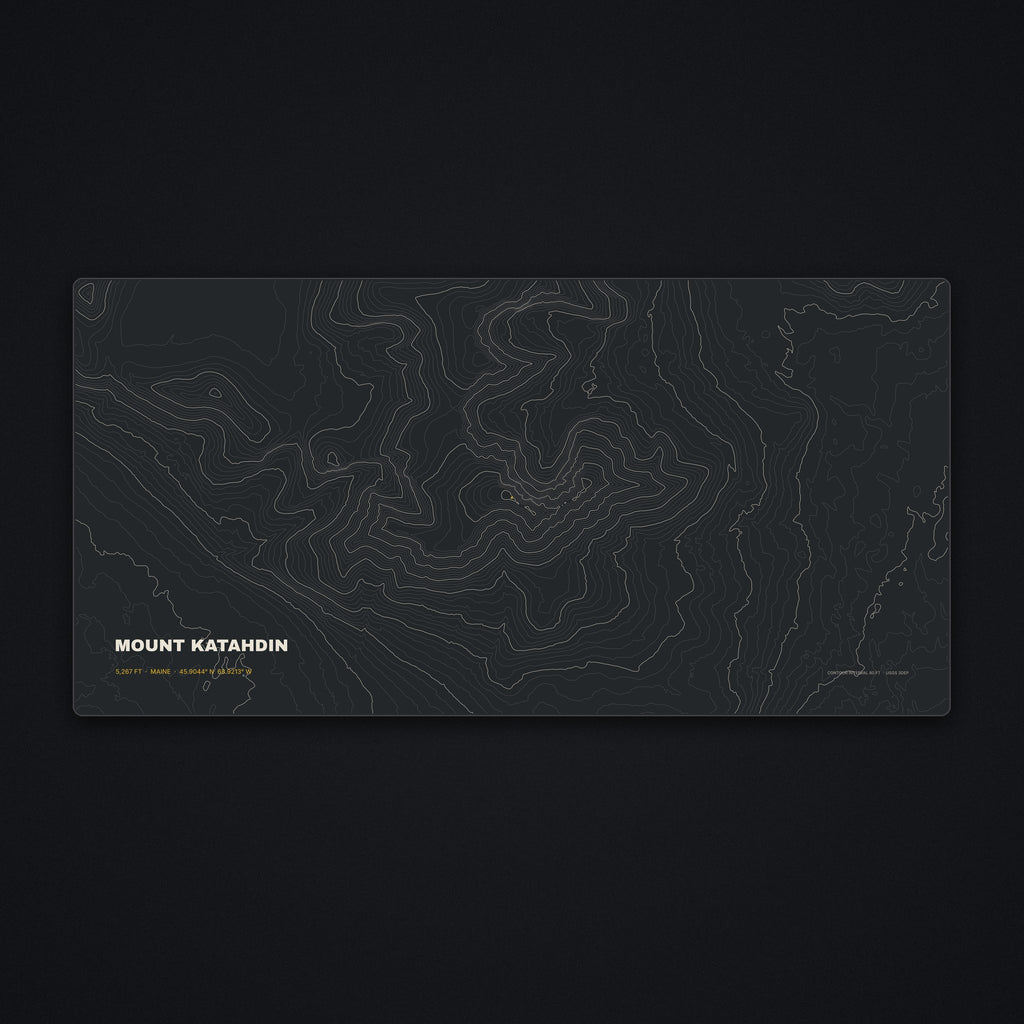 Mount Katahdin Topo Desk Mat, flat view
