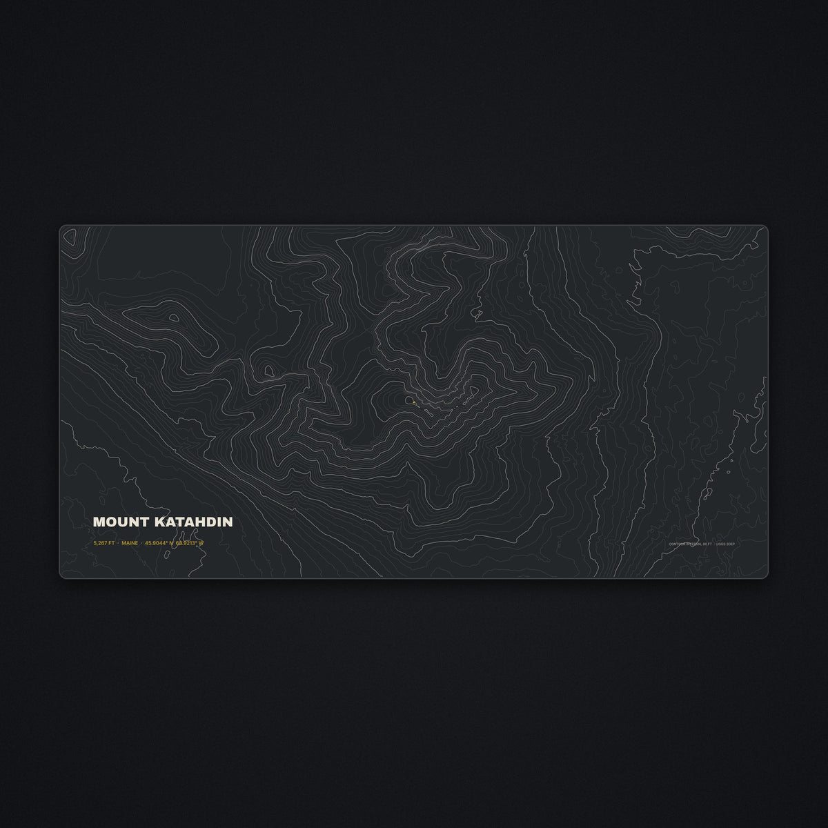 Mount Katahdin Topo Desk Mat, flat view