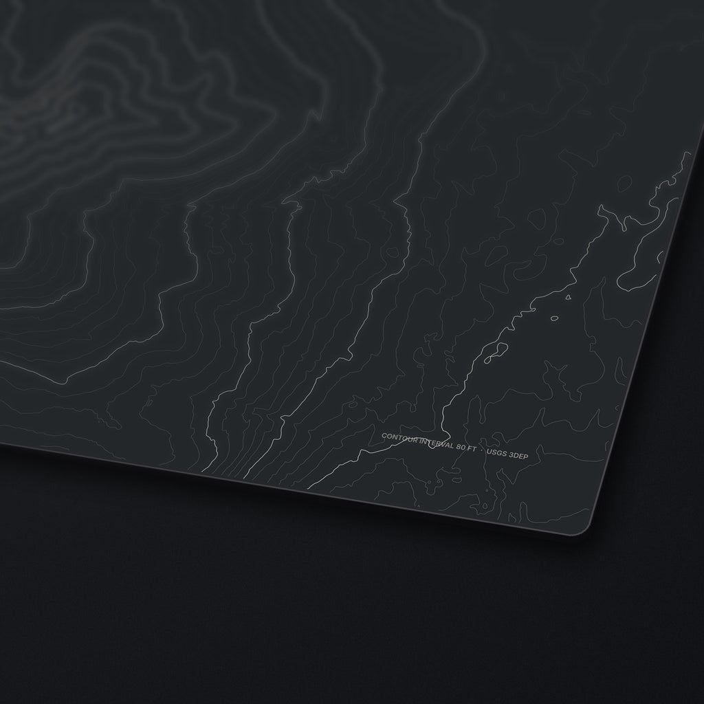 Mount Katahdin Topo Desk Mat, edge detail